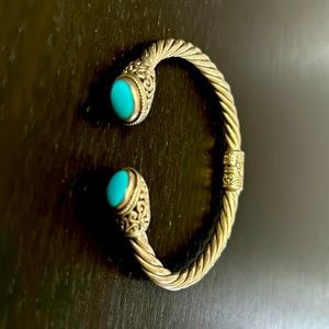 Artisan Silver by Samuel B. 6.5" sleeping beauty turquoise hinged Cuff Bracelet.